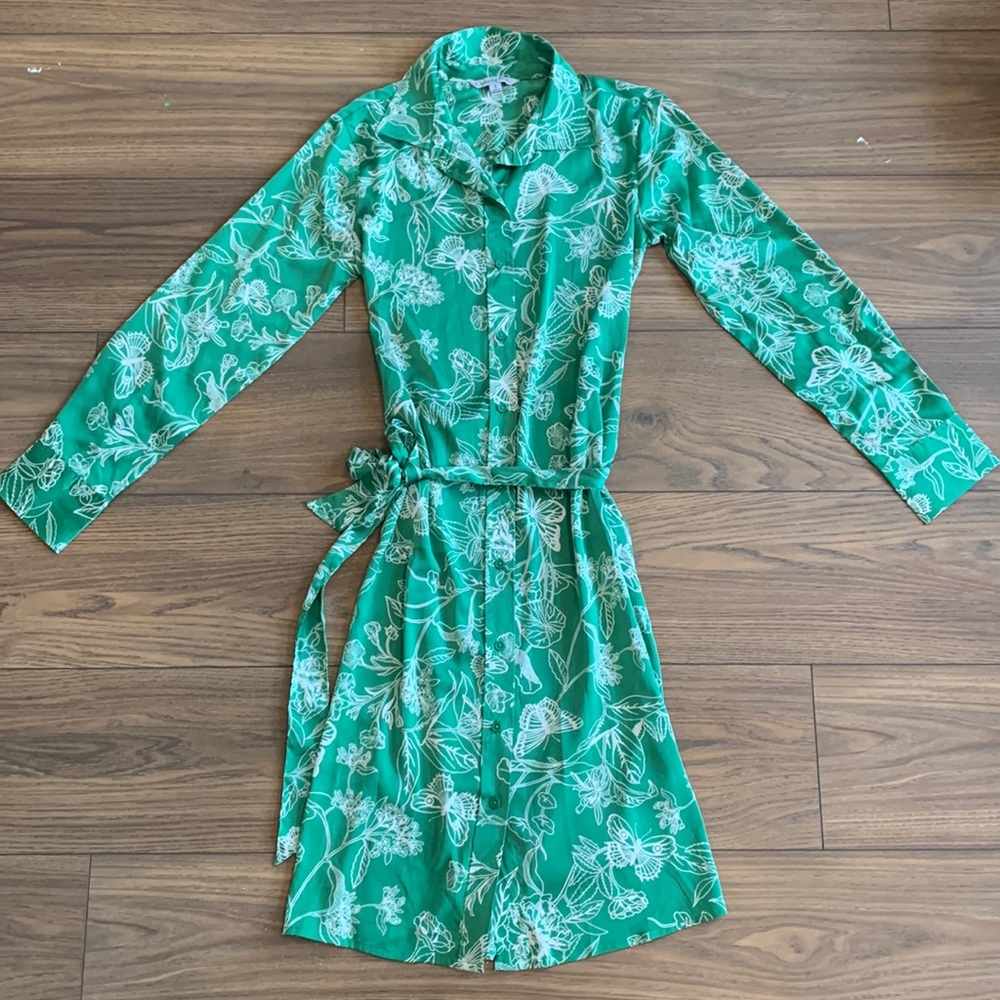 Ophelia Roe green satin short dress in size small.